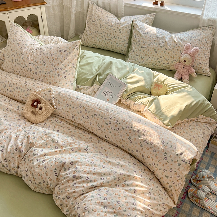 91家纺网 家纺一手货源 找家纺 优尚佳生活馆 【提供买家秀】2026新款加厚水洗仿棉A类印花四件套 软风青芜