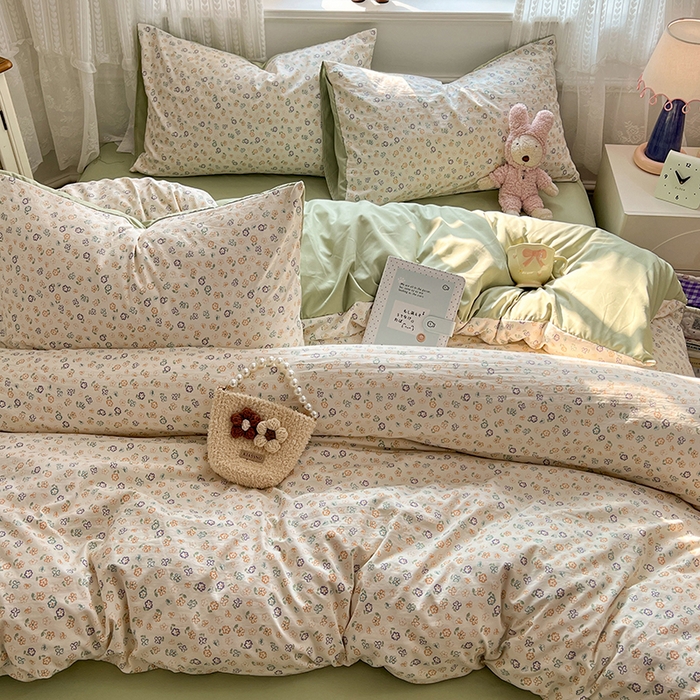 91家纺网 家纺一手货源 找家纺 优尚佳生活馆 【提供买家秀】2026新款加厚水洗仿棉A类印花四件套 软风青芜