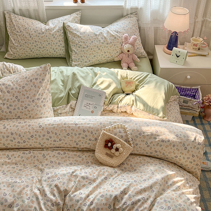 91家纺网 家纺一手货源 找家纺 优尚佳生活馆 【提供买家秀】2026新款加厚水洗仿棉A类印花四件套 软风青芜