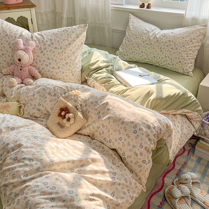 91家纺网 家纺一手货源 找家纺 优尚佳生活馆 【提供买家秀】2026新款加厚水洗仿棉A类印花四件套 软风青芜