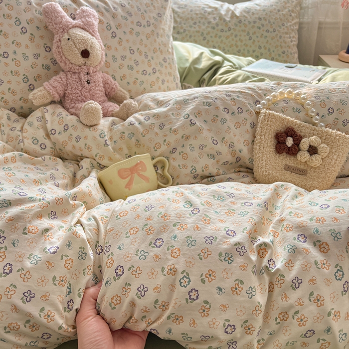 91家纺网 家纺一手货源 找家纺 优尚佳生活馆 【提供买家秀】2026新款加厚水洗仿棉A类印花四件套 软风青芜