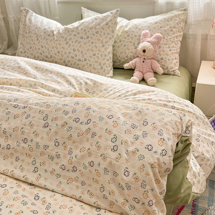 91家纺网 家纺一手货源 找家纺 优尚佳生活馆 【提供买家秀】2026新款加厚水洗仿棉A类印花四件套 软风青芜