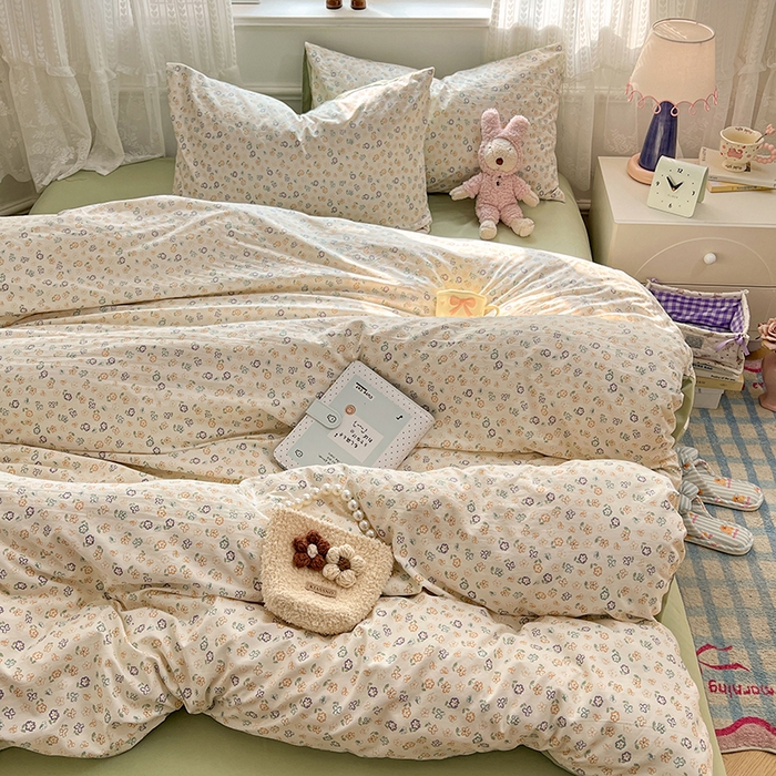 91家纺网 家纺一手货源 找家纺 优尚佳生活馆 【提供买家秀】2026新款加厚水洗仿棉A类印花四件套 软风青芜