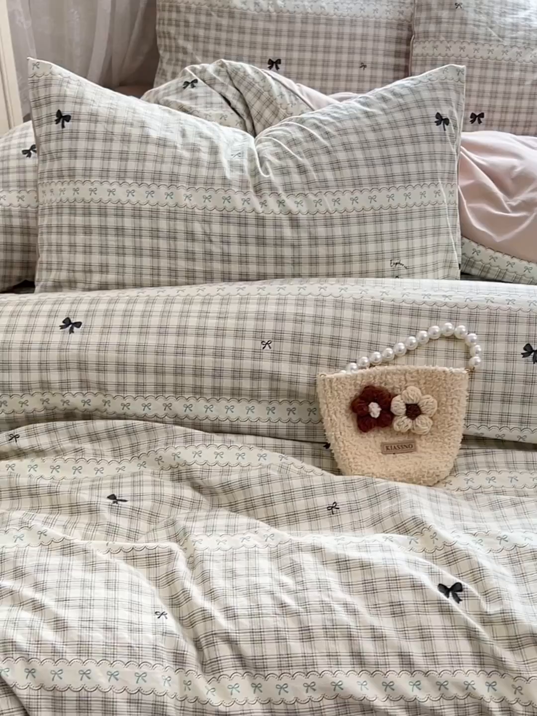 91家纺网 家纺一手货源 找家纺 优佳优品 【提供买家秀】2026新款加厚水洗仿棉A类印花四件套 校阅蓝格