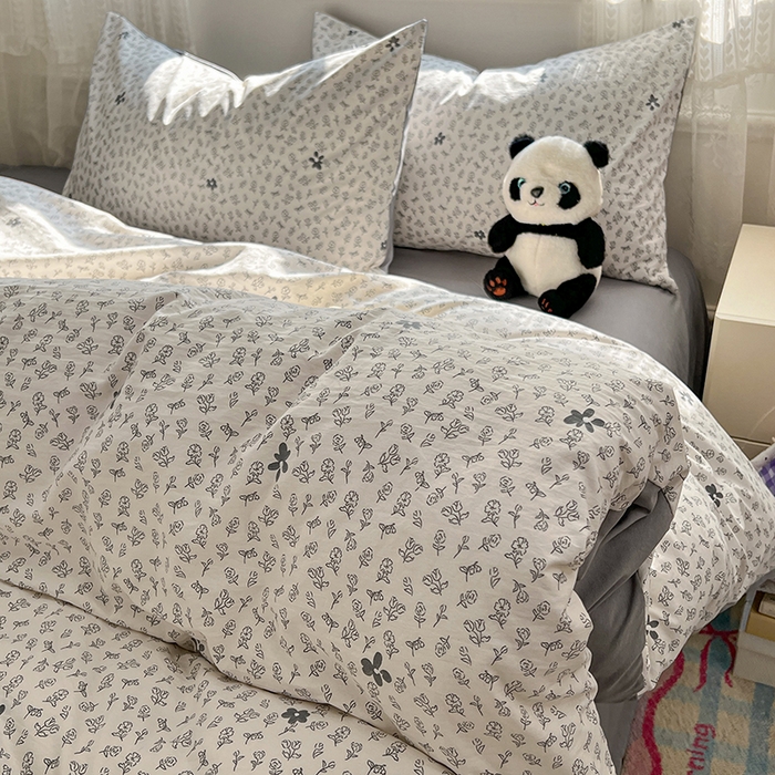 91家纺网 家纺一手货源 找家纺 优尚佳生活馆 【提供买家秀】2026新款加厚水洗仿棉A类印花四件套 浅墨素眠