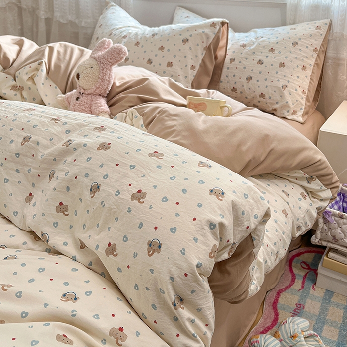 91家纺网 家纺一手货源 找家纺 优尚佳生活馆 【提供买家秀】2026新款加厚水洗仿棉A类印花四件套 蓝心象语