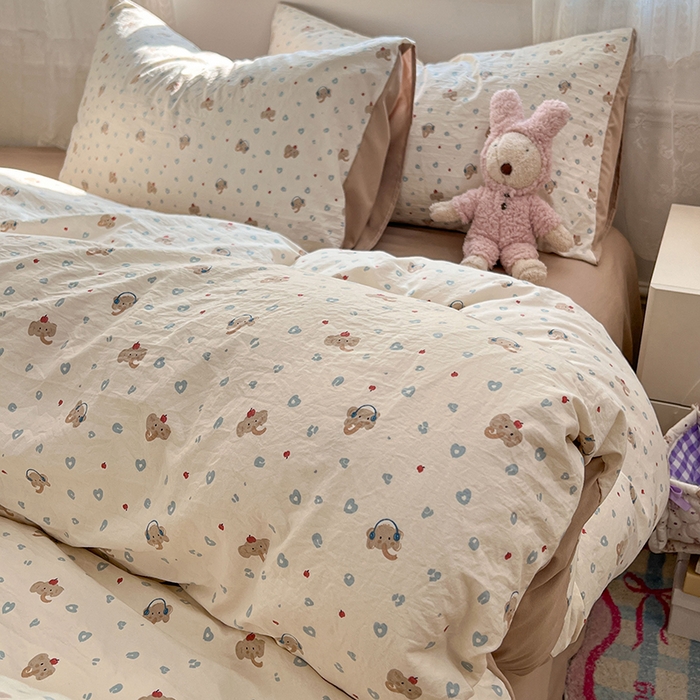 91家纺网 家纺一手货源 找家纺 优尚佳生活馆 【提供买家秀】2026新款加厚水洗仿棉A类印花四件套 蓝心象语