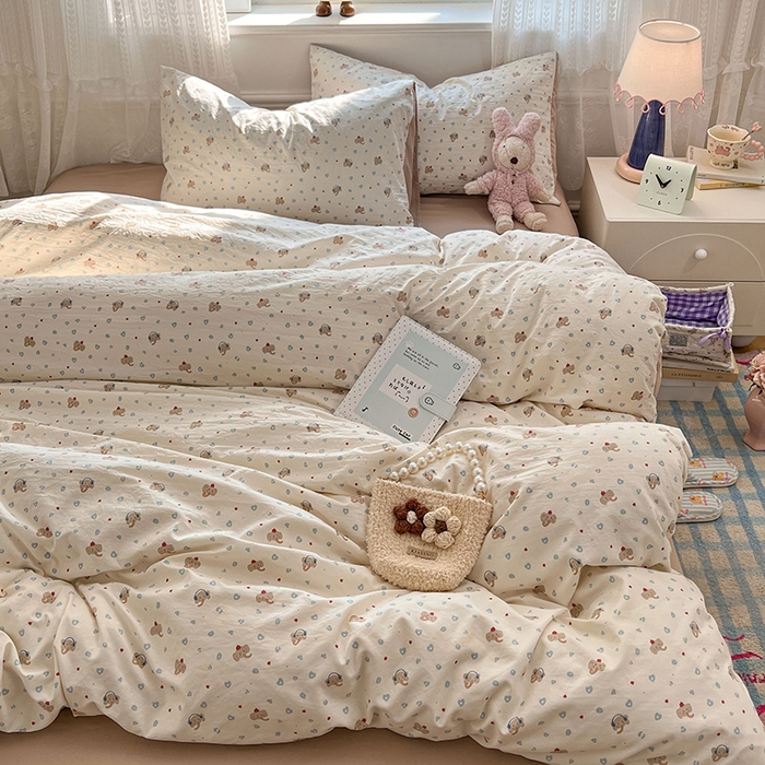 91家纺网 家纺一手货源 找家纺 优尚佳生活馆 【提供买家秀】2026新款加厚水洗仿棉A类印花四件套 蓝心象语