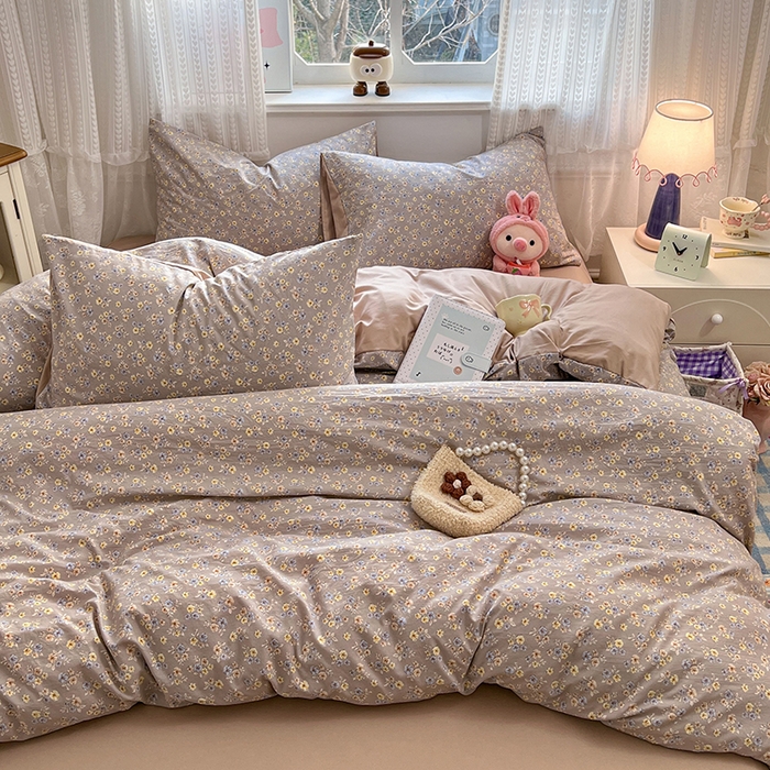 91家纺网 家纺一手货源 找家纺 优佳优品 【提供买家秀】2026新款加厚水洗仿棉A类印花四件套 烟影花踪