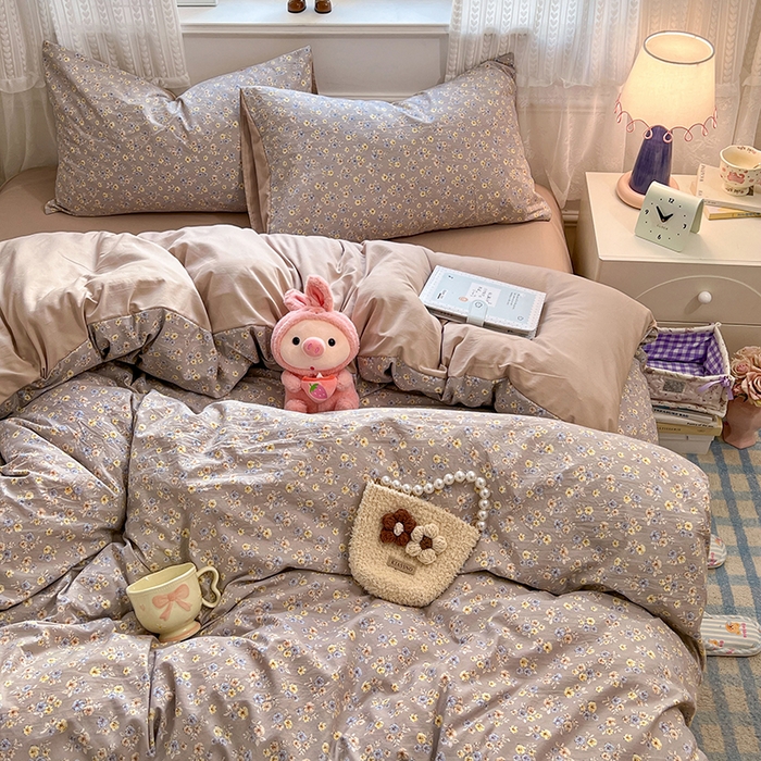 91家纺网 家纺一手货源 找家纺 优佳优品 【提供买家秀】2026新款加厚水洗仿棉A类印花四件套 烟影花踪