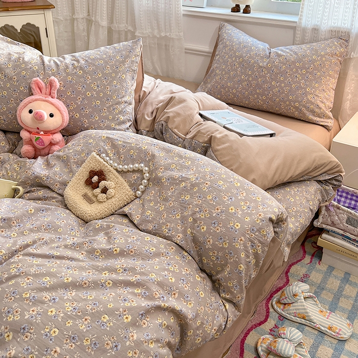 91家纺网 家纺一手货源 找家纺 优佳优品 【提供买家秀】2026新款加厚水洗仿棉A类印花四件套 烟影花踪