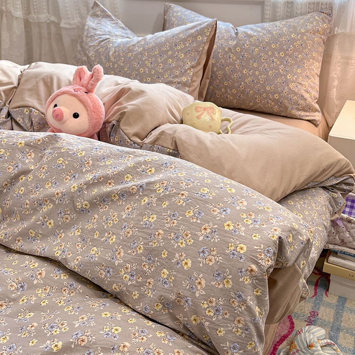 91家纺网 家纺一手货源 找家纺 优佳优品 【提供买家秀】2026新款加厚水洗仿棉A类印花四件套 烟影花踪