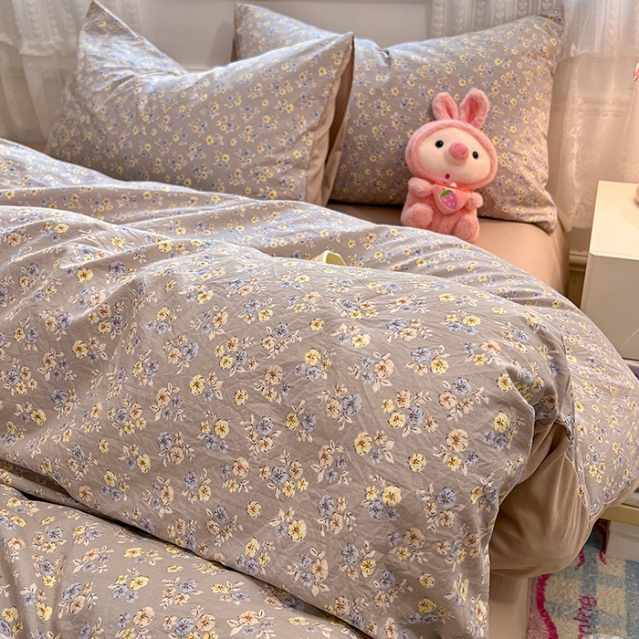 91家纺网 家纺一手货源 找家纺 优佳优品 【提供买家秀】2026新款加厚水洗仿棉A类印花四件套 烟影花踪