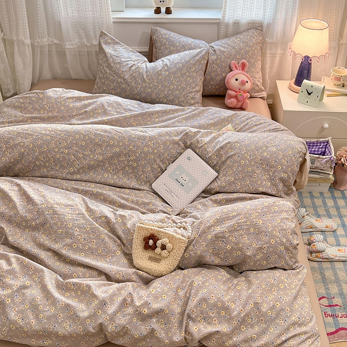 91家纺网 家纺一手货源 找家纺 优佳优品 【提供买家秀】2026新款加厚水洗仿棉A类印花四件套 烟影花踪