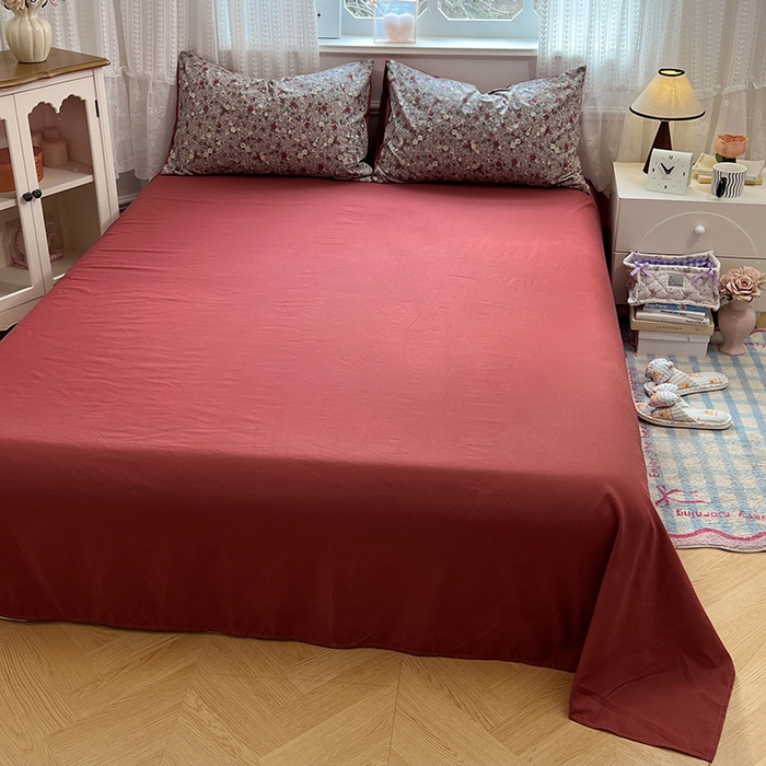 91家纺网 家纺一手货源 找家纺 优佳优品 【提供买家秀】2026新款加厚水洗仿棉A类印花四件套 酒红碎花