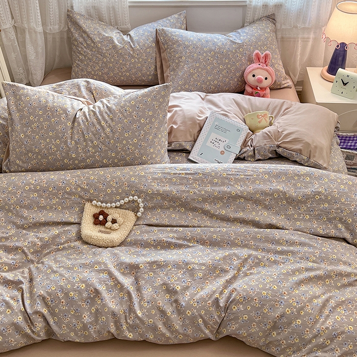 91家纺网 家纺一手货源 找家纺 优尚佳生活馆 【提供买家秀】2026新款加厚水洗仿棉A类印花四件套 烟影花踪