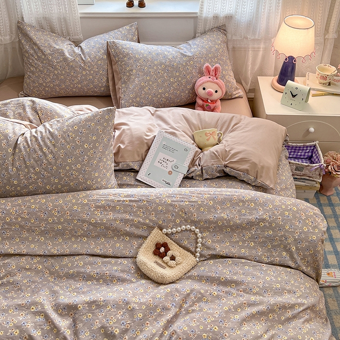 91家纺网 家纺一手货源 找家纺 优尚佳生活馆 【提供买家秀】2026新款加厚水洗仿棉A类印花四件套 烟影花踪