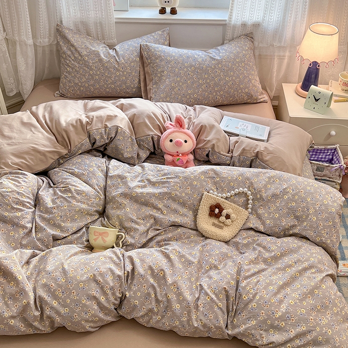 91家纺网 家纺一手货源 找家纺 优尚佳生活馆 【提供买家秀】2026新款加厚水洗仿棉A类印花四件套 烟影花踪