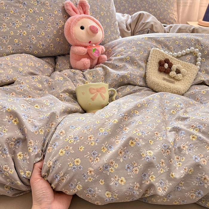 91家纺网 家纺一手货源 找家纺 优尚佳生活馆 【提供买家秀】2026新款加厚水洗仿棉A类印花四件套 烟影花踪