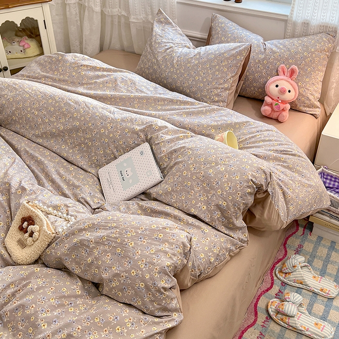 91家纺网 家纺一手货源 找家纺 优尚佳生活馆 【提供买家秀】2026新款加厚水洗仿棉A类印花四件套 烟影花踪