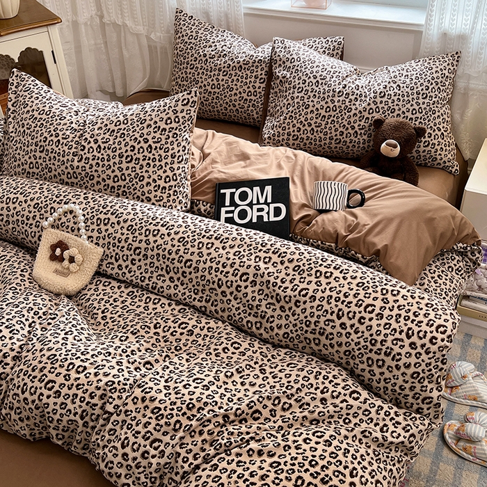 91家纺网 家纺一手货源 找家纺 优佳优品 【提供买家秀】2026新款加厚水洗仿棉A类印花四件套 巴黎野豹