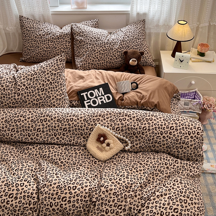 91家纺网 家纺一手货源 找家纺 优尚佳生活馆 【提供买家秀】2026新款加厚水洗仿棉A类印花四件套 巴黎野豹