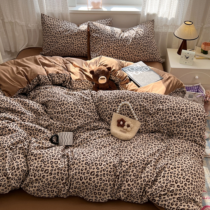 91家纺网 家纺一手货源 找家纺 优尚佳生活馆 【提供买家秀】2026新款加厚水洗仿棉A类印花四件套 巴黎野豹