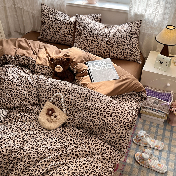 91家纺网 家纺一手货源 找家纺 优尚佳生活馆 【提供买家秀】2026新款加厚水洗仿棉A类印花四件套 巴黎野豹