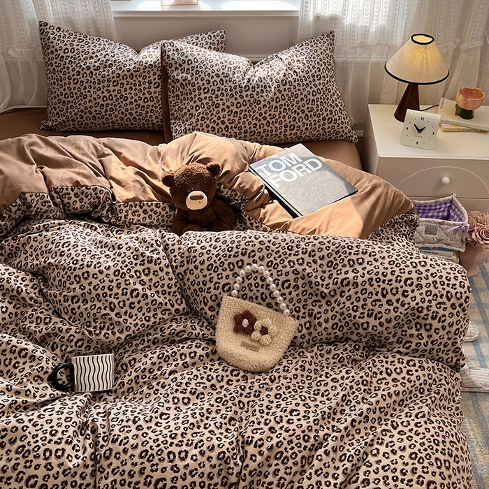 91家纺网 家纺一手货源 找家纺 优尚佳生活馆 【提供买家秀】2026新款加厚水洗仿棉A类印花四件套 巴黎野豹