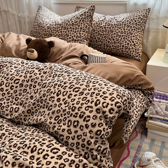 91家纺网 家纺一手货源 找家纺 优佳优品 【提供买家秀】2026新款加厚水洗仿棉A类印花四件套 巴黎野豹