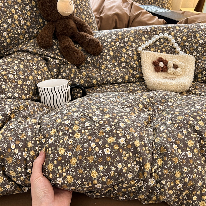 91家纺网 家纺一手货源 找家纺 优尚佳生活馆 【提供买家秀】2026新款加厚水洗仿棉A类印花四件套 阿嬷花忆