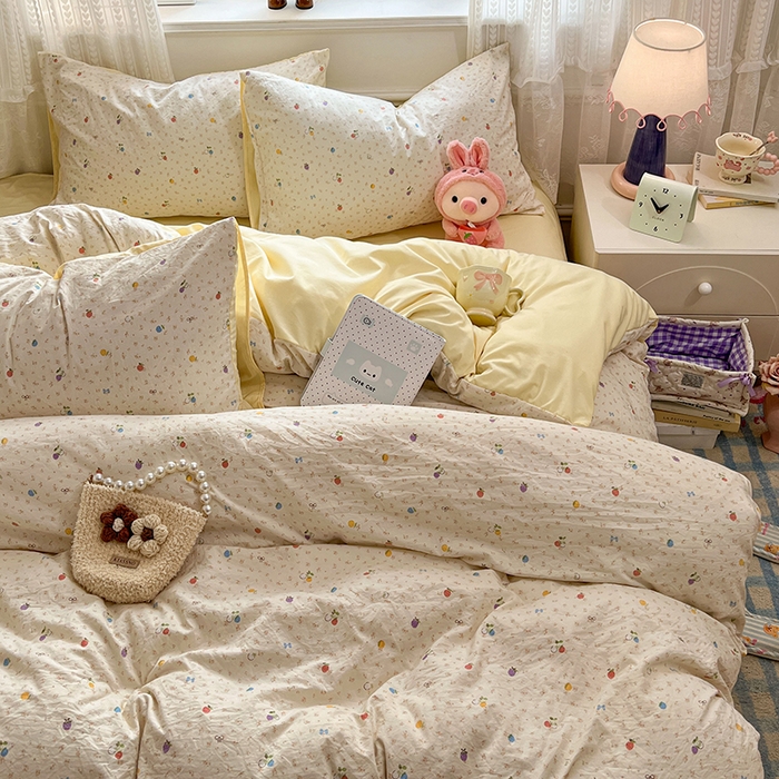 91家纺网 家纺一手货源 找家纺 优尚佳生活馆 【提供买家秀】2026新款加厚水洗仿棉A类印花四件套 缤纷莓果