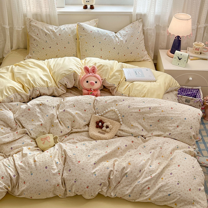 91家纺网 家纺一手货源 找家纺 优尚佳生活馆 【提供买家秀】2026新款加厚水洗仿棉A类印花四件套 缤纷莓果