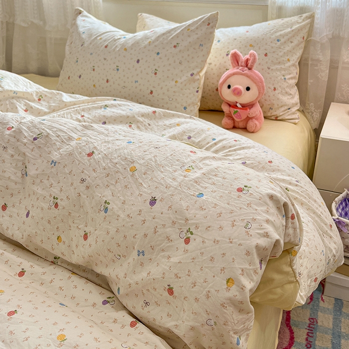 91家纺网 家纺一手货源 找家纺 优尚佳生活馆 【提供买家秀】2026新款加厚水洗仿棉A类印花四件套 缤纷莓果