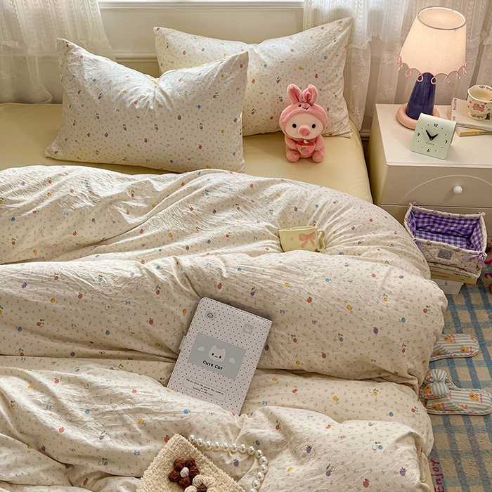 91家纺网 家纺一手货源 找家纺 优尚佳生活馆 【提供买家秀】2026新款加厚水洗仿棉A类印花四件套 缤纷莓果