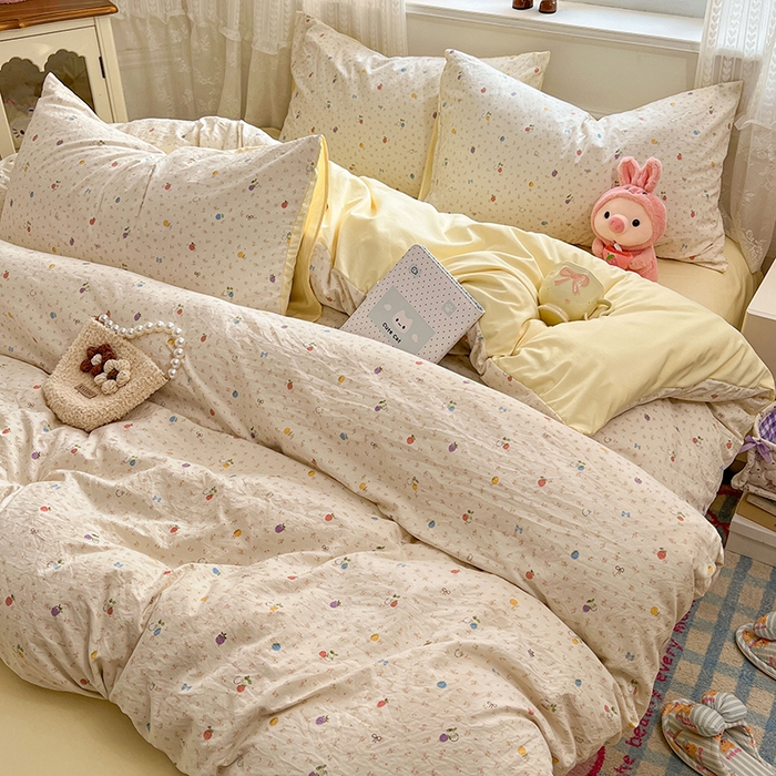 91家纺网 家纺一手货源 找家纺 优佳优品 【提供买家秀】2026新款加厚水洗仿棉A类印花四件套 缤纷莓果