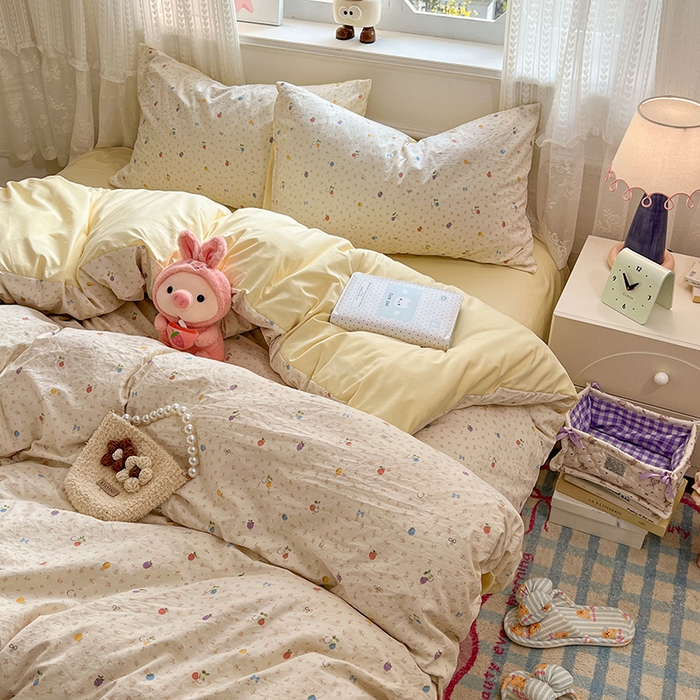 91家纺网 家纺一手货源 找家纺 优佳优品 【提供买家秀】2026新款加厚水洗仿棉A类印花四件套 缤纷莓果