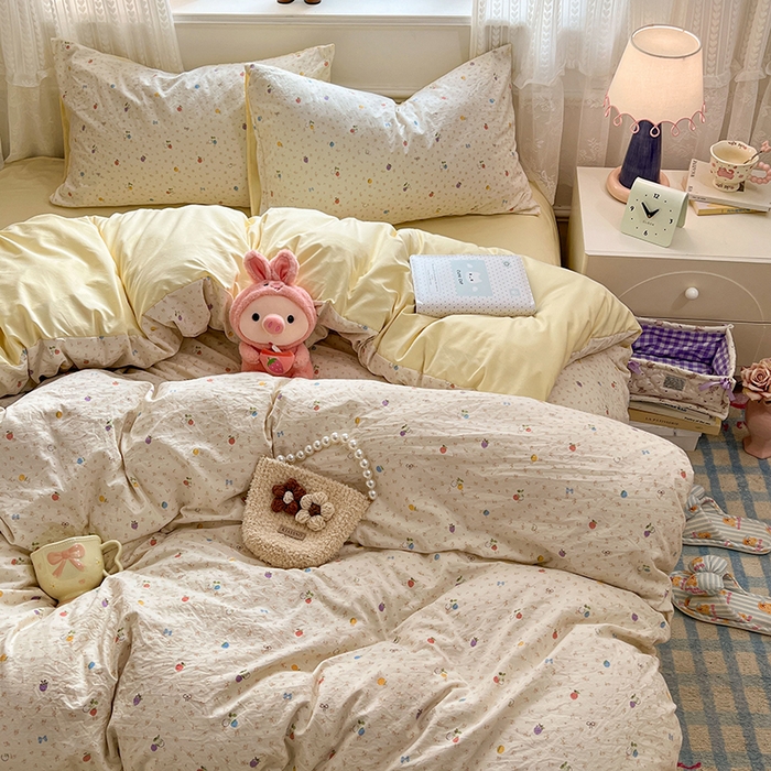 91家纺网 家纺一手货源 找家纺 优佳优品 【提供买家秀】2026新款加厚水洗仿棉A类印花四件套 缤纷莓果