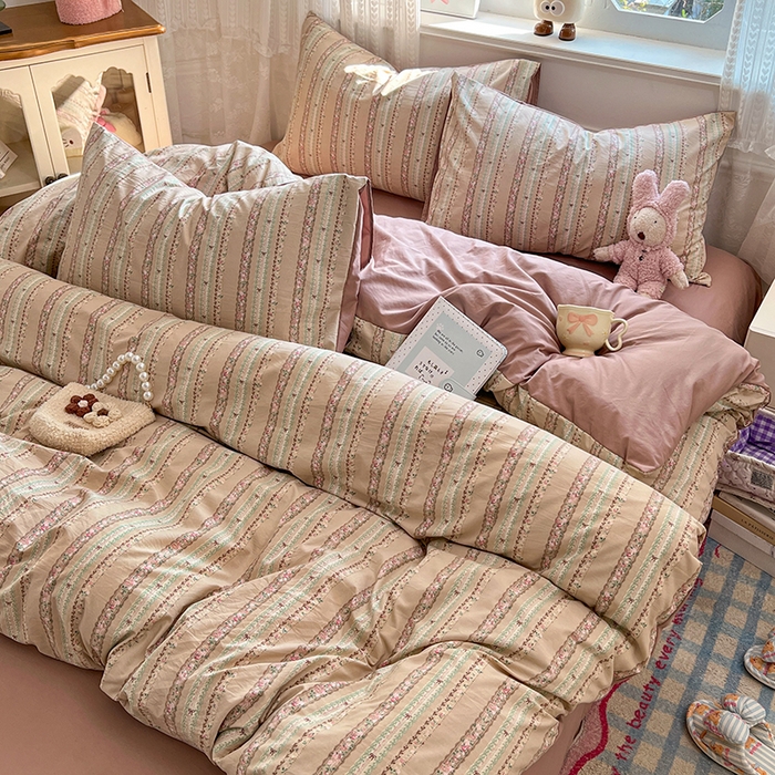 91家纺网 家纺一手货源 找家纺 优尚佳生活馆 【提供买家秀】2026新款加厚水洗仿棉A类印花四件套 古丽朵帕