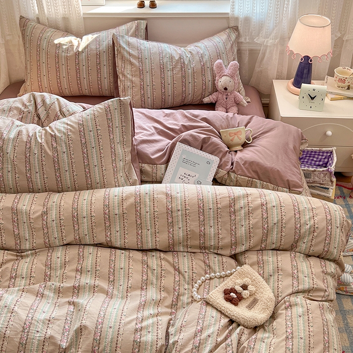 91家纺网 家纺一手货源 找家纺 优尚佳生活馆 【提供买家秀】2026新款加厚水洗仿棉A类印花四件套 古丽朵帕