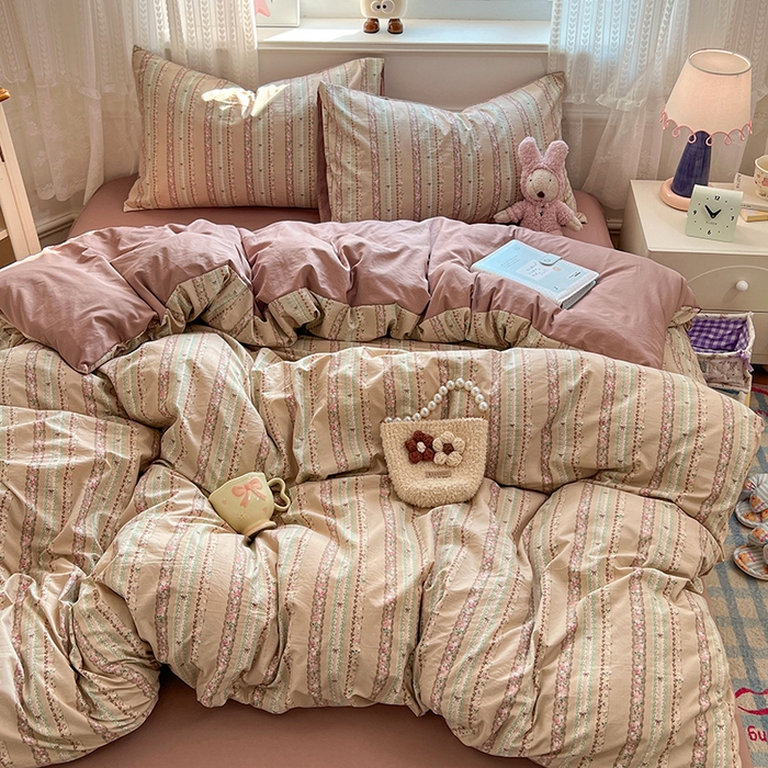 91家纺网 家纺一手货源 找家纺 优尚佳生活馆 【提供买家秀】2026新款加厚水洗仿棉A类印花四件套 古丽朵帕