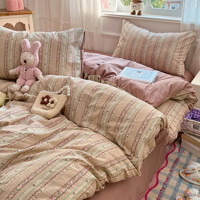 91家纺网 家纺一手货源 找家纺 优尚佳生活馆 【提供买家秀】2026新款加厚水洗仿棉A类印花四件套 古丽朵帕