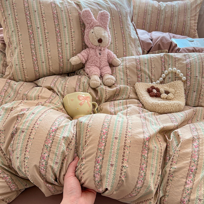 91家纺网 家纺一手货源 找家纺 优尚佳生活馆 【提供买家秀】2026新款加厚水洗仿棉A类印花四件套 古丽朵帕