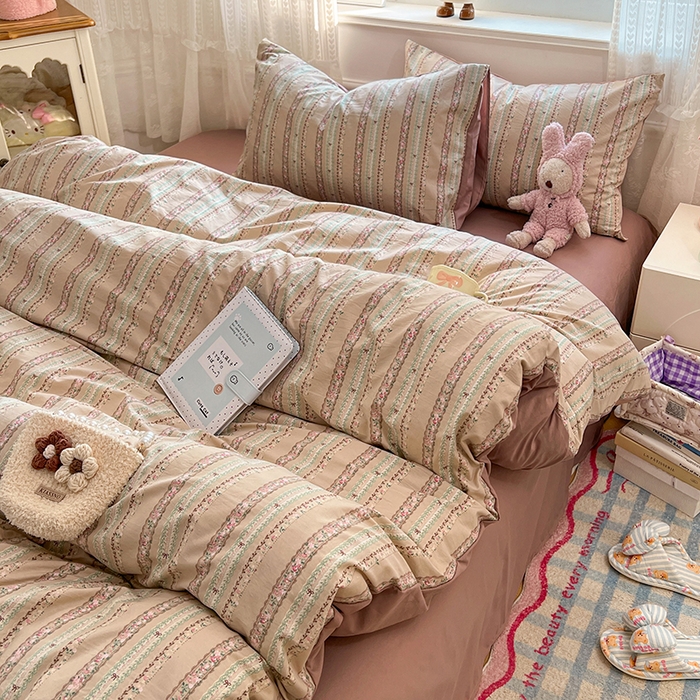 91家纺网 家纺一手货源 找家纺 优尚佳生活馆 【提供买家秀】2026新款加厚水洗仿棉A类印花四件套 古丽朵帕