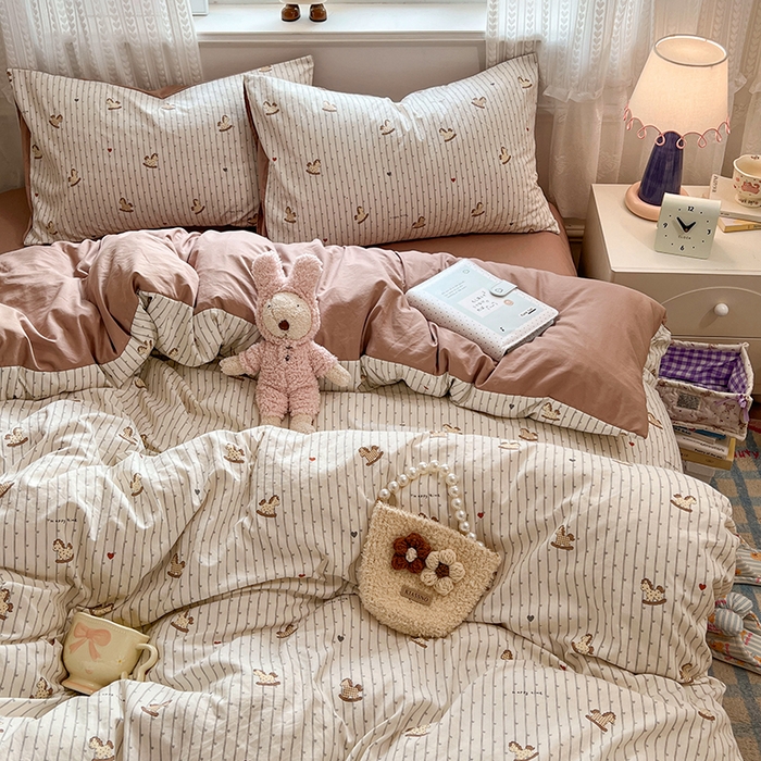 91家纺网 家纺一手货源 找家纺 优尚佳生活馆 【提供买家秀】2026新款加厚水洗仿棉A类印花四件套 快乐木马