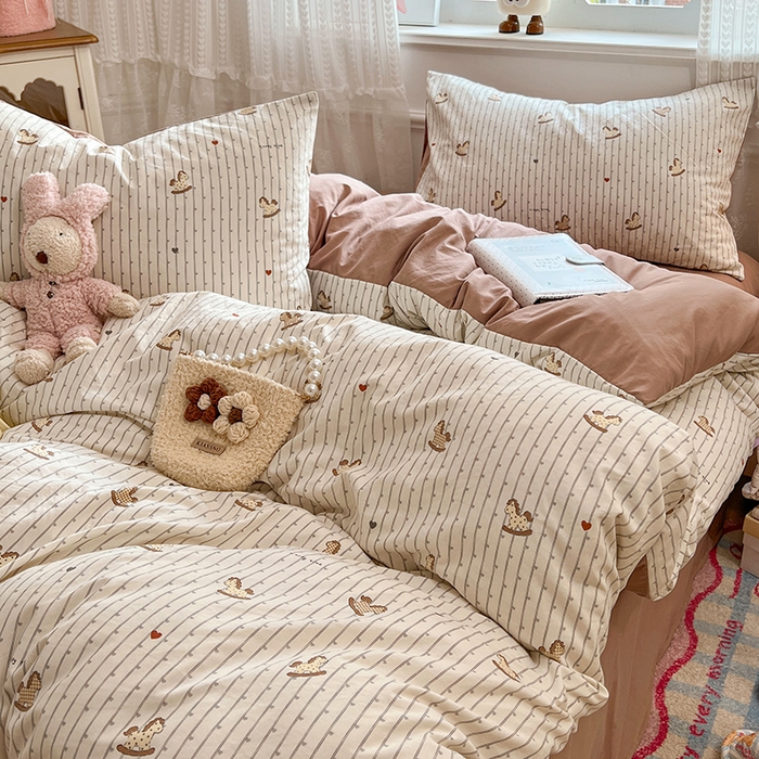 91家纺网 家纺一手货源 找家纺 优尚佳生活馆 【提供买家秀】2026新款加厚水洗仿棉A类印花四件套 快乐木马