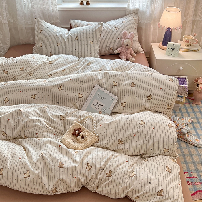 91家纺网 家纺一手货源 找家纺 优尚佳生活馆 【提供买家秀】2026新款加厚水洗仿棉A类印花四件套 快乐木马