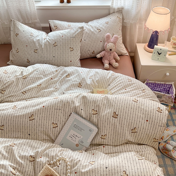 91家纺网 家纺一手货源 找家纺 优佳优品 【提供买家秀】2026新款加厚水洗仿棉A类印花四件套 快乐木马