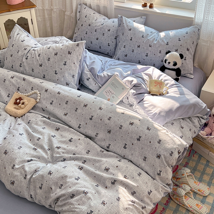 91家纺网 家纺一手货源 找家纺 优尚佳生活馆 【提供买家秀】2026新款加厚水洗仿棉A类印花四件套 汪汪卫队