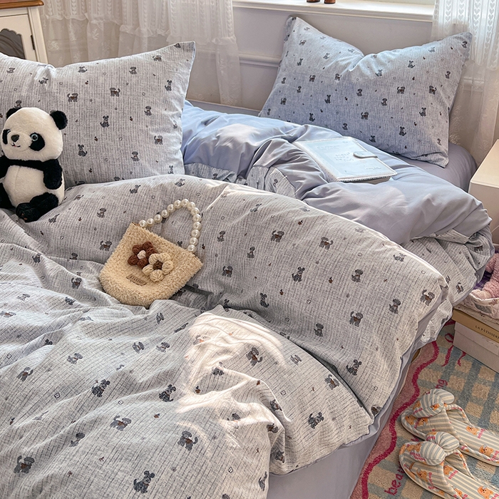 91家纺网 家纺一手货源 找家纺 优尚佳生活馆 【提供买家秀】2026新款加厚水洗仿棉A类印花四件套 汪汪卫队